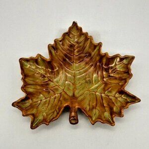 Vintage Creek Turn Pottery Maple Leaf Decorative Dish, Signed and Numbered 308-C